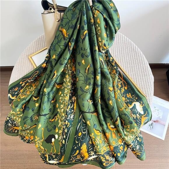 Lightweight Satin Scarves Large Capacity Green - Picture 5 of 7